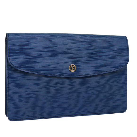 LOUIS VUITTON Epi Montaigne 27 Clutch Bag Blue M52655 LV Auth 84998 - Picture 1 of 16